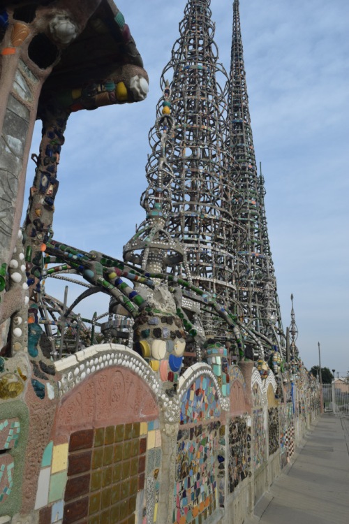 Watts Towers from outside south wall.