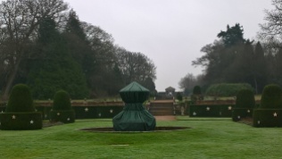 Wrapped up for winter..the fountain in the parterre