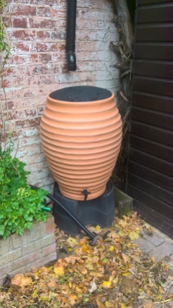 a new 'beehive' water butt for our courtyard- awaiting fitting